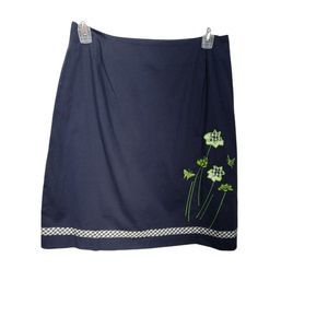 Russell Kemp Signature Navy Blue Size 18 Floral‎ Embroidered Skirt